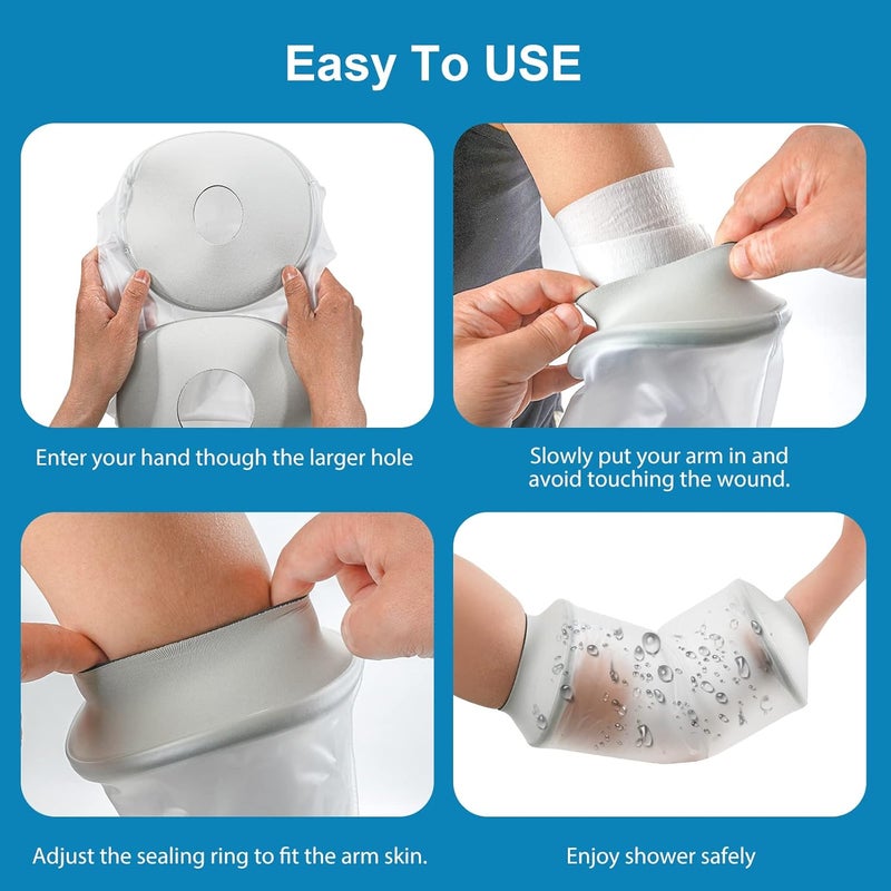 Qinaoco PICC Line Shower Cover, PICC Line Covers for Upper Arm Waterproof IV & PICC Line Sleeve Protector, Waterproof Cast Cover for Elbow Adult Shower Sleeve for PICC Line, Reusable - Image 3